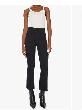 MOTHER | The Hustler Ankle Fray Jeans Black Sz 24